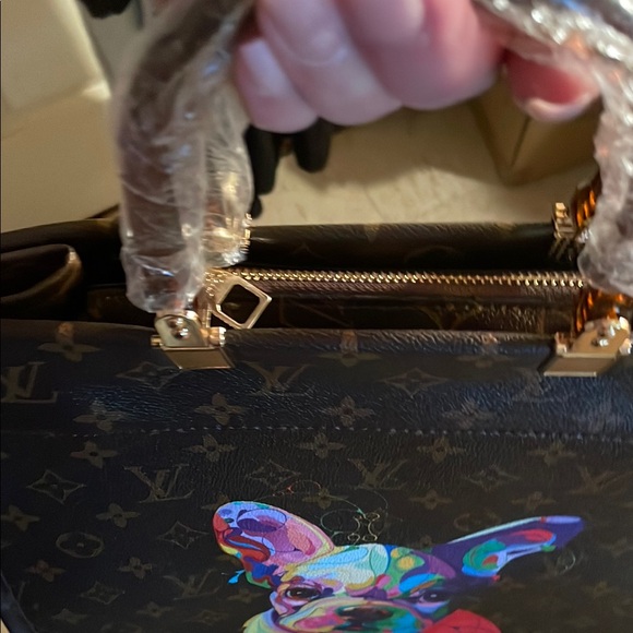 Louis Vuitton Brown Monogram Tote with Colorful Dog Design - Picture 5 of 6
